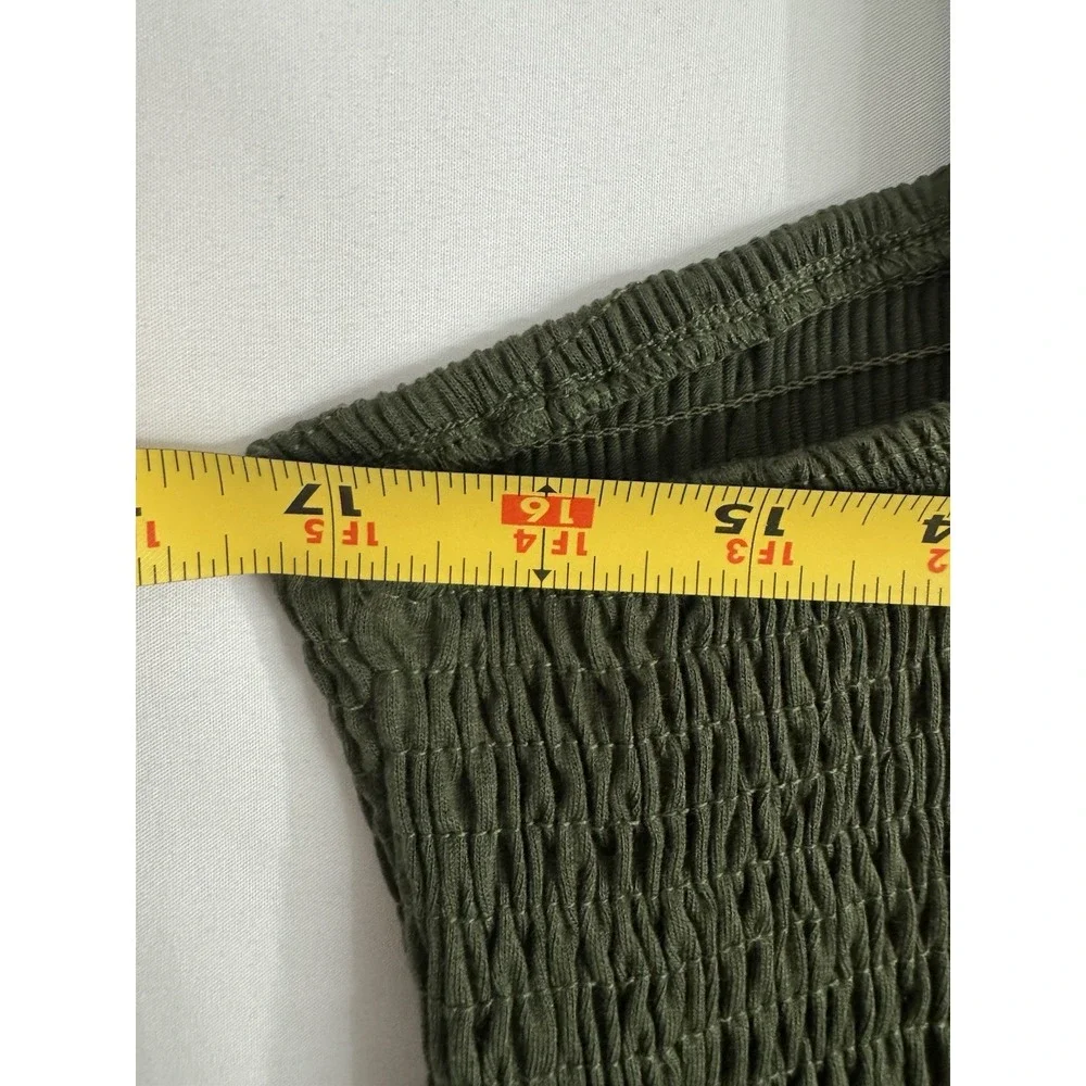 NWT CUPSHE Olive Green Smocked Wide Leg Jumpsuit XL Boho Sleeveless Romper - Picture 3 of 6